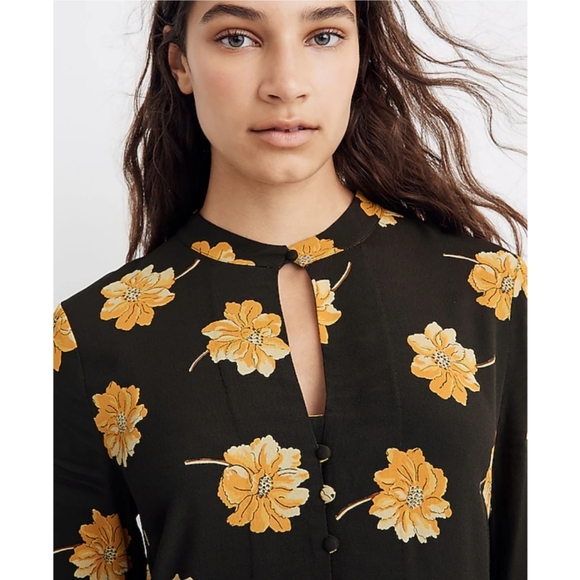 Madewell Button-Front Tier Dress in Fall Flowers - Picture 2 of 12